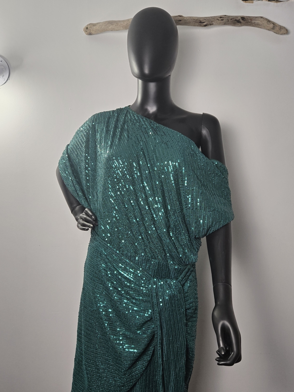 Grace Karin Emerald Green Sequin One-Shoulder Cocktail Dress - Picture 2 of 12